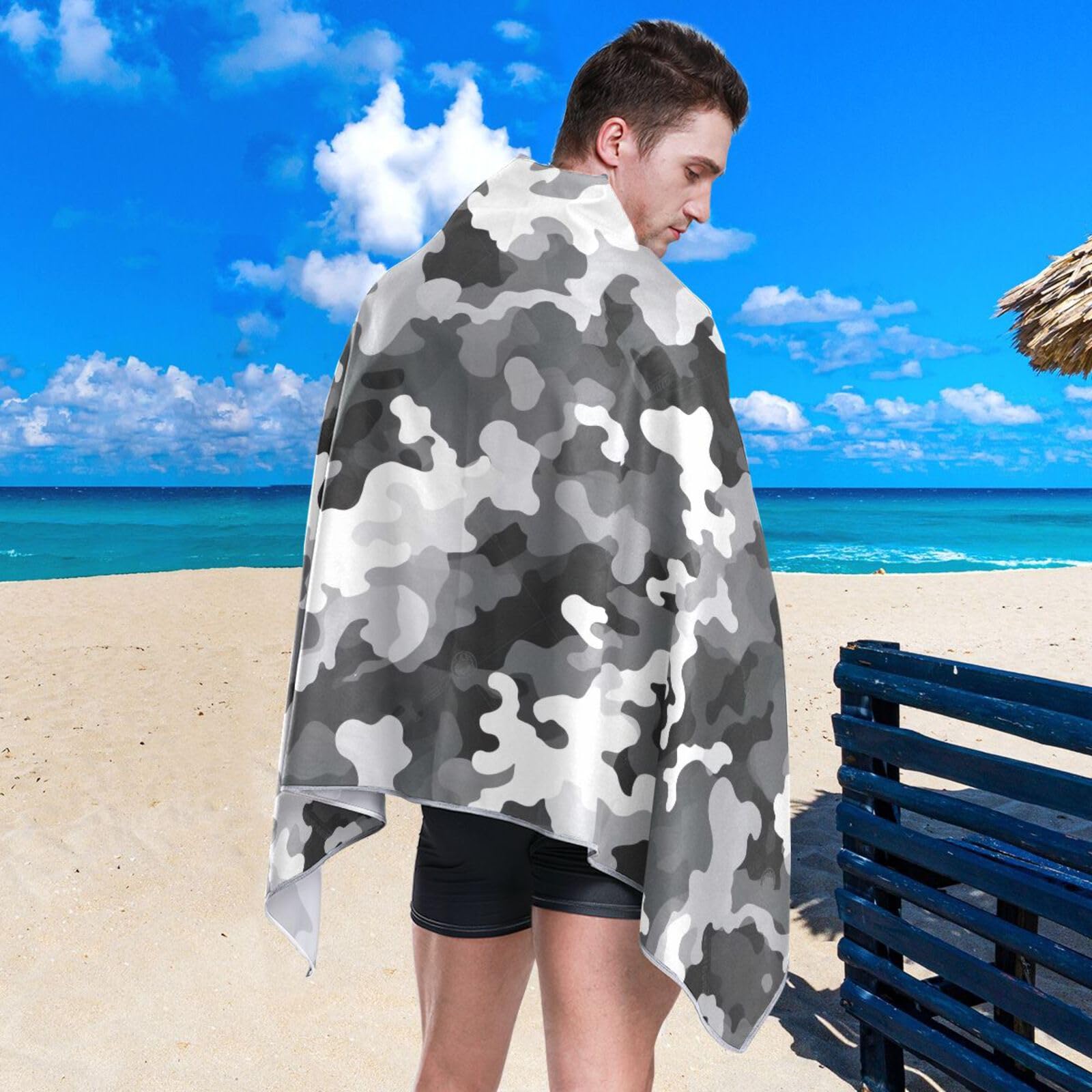 Amazon.com: Generic Trendy Black White Camo Beach Towel Large